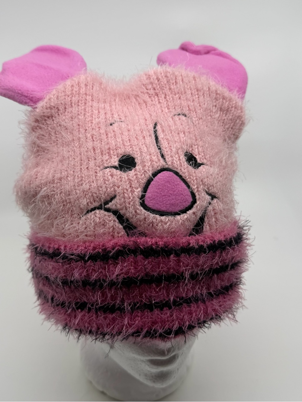 Disney Piglet Beanie Hat Winnie the Pooh Fuzzy Pink Winter Cap